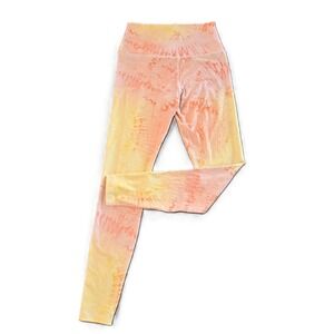 Scorpio Sol‎ Leggings XS Peach Yellow Tie Dye High Waist Activewear Yoga
